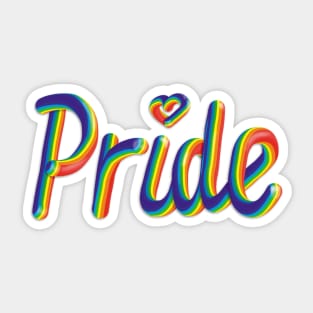 Pride Heart Text Rainbow Flag Gay Pride 3D Lettering Illustration Typography Sticker